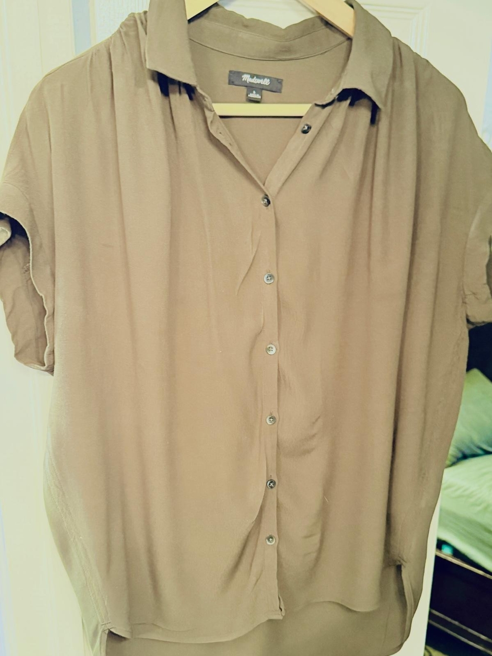 Madewell Taupe Short-Sleeve Button-Down Shirt